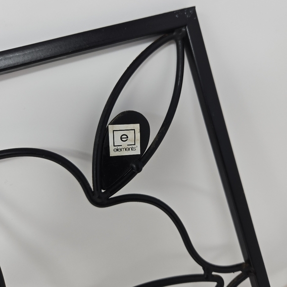 Elements Set Of 2 Wall Decor Candle Holders Black Metal Flower Design & Stones - Picture 13 of 14